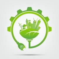 enchufe de alimentación ecología verde vector