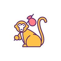 Monkey RGB color icon vector