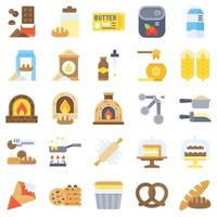 Bakery and baking related flat icon set 3 vector