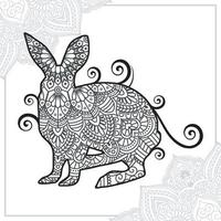 Rabbit Mandala. Vintage decorative elements. Oriental pattern, vector illustration.