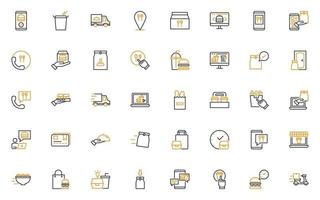 set of delivery thin line icons vector