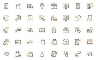 set of delivery thin line icons vector