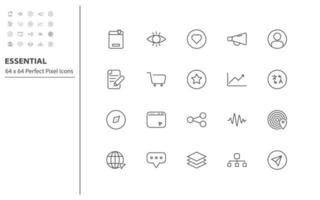 set of essential thin line icons vector