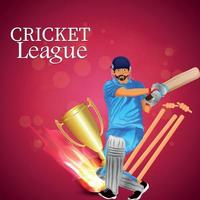 Torneo de campeonato de cricket con ilustración vectorial de equipo de cricket y cricket vector