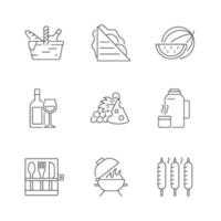 Garden party linear icons set vector