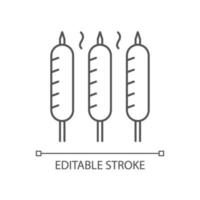 Grilled sausages linear icon vector