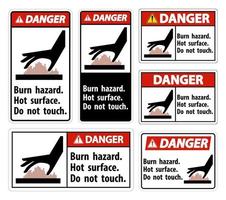 peligro peligro de quemaduras superficie caliente no tocar símbolo signo vector