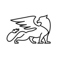 premium black minimal Griffin Mythical Creature Emblem mascot Line Vector Design