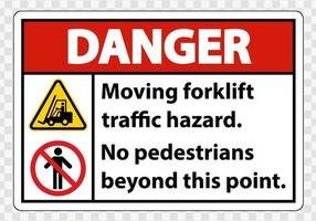 Moving forklift traffic hazard No pedestrians beyond this point vector