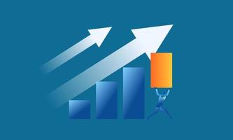 businessman draw a target sales graph using a pencil Business work concept illustration about hard work sales profit target profit of future vector