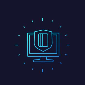 safe electronic payment icon, linear vector