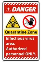 Caution Quarantine Infectious Virus Area sign on white background vector