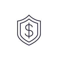 Shield with dollar vector line icon