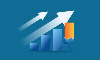 businessman draw a target sales graph using a pencil Business work concept illustration about hard work sales profit target profit of future vector