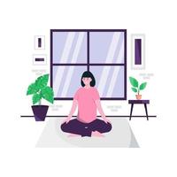 ilustración vectorial plana de mujer haciendo yoga