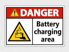 Danger battery charging area Sign on transparent background vector