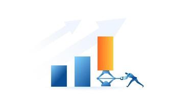 businessman draw a target sales graph using a pencil Business work concept illustration about hard work sales profit target profit of future vector