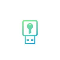 usb stick security key icon, data protection vector