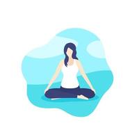 yoga, pregnant girl meditates in park vector