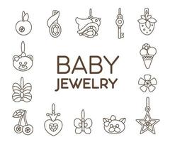 iconos de joyas para bebés vector