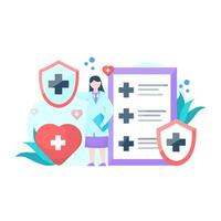 Vector illustration of people explaining the importance of health insurance and its services vector illustration suitable for landing page ui website mobile app editorial poster flyer article and banner