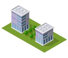 Cityscape design elements with isometric building city map generator. Isolated collection for creating your perfect street vector