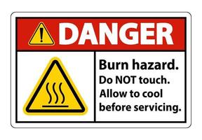 Danger Burn hazard safety Do not touch label Sign on white background vector