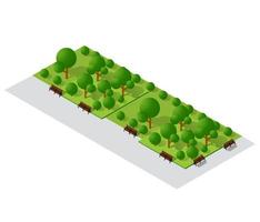 Elementos de diseño de paisaje urbano con generador de mapa de ciudad jardín isométrico. colección aislada para crear tu calle perfecta vector