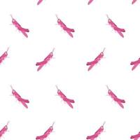 Vector seamless pattern of pink grasshoppers. Fauna digital paper.