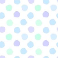 Vector seamless pattern of abstract round spots in three colors blue, purple and green. Delicate, static ornaments.