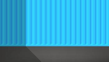Blue cargo container with shadow background, product display with copy space for display of content design. vector