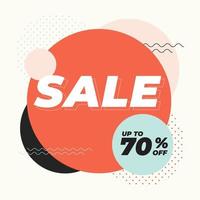 Sale up to 70 percent off with colorful geometric shapes banner. vector