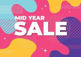 Mid year sale with abstract colorful geometric shapes background banner template. vector