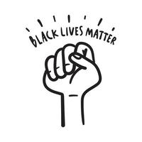 Black lives matter. Text message for protest action hand drawn doodle. vector