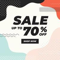 Sale up to 70 percent off with colorful geometric shapes banner. vector