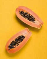 Top view delicious papayas ready to be served photo