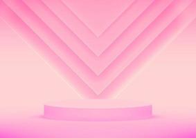 Empty podium studio pink background for product display with copy space. Showroom shoot render. Banner background for advertise product. vector
