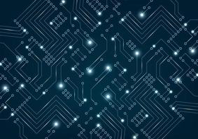 Abstract futuristic circuit board on dark blue background. Digital technology concept. vector