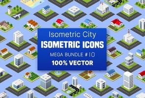 Isometric set building houses icons of blocks module of areas, of the city construction, and designing of the perspective urban , design of the architecture environment vector