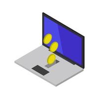 Donate Money Online On Isometric Laptop vector