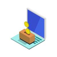 Donate Money Online On Isometric Laptop vector