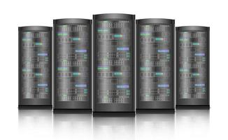 Network servers computer hardware isolated on white background, vector illustration