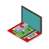 Online School On Isometric Laptop vector