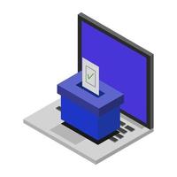votando en línea en una computadora portátil isométrica vector