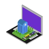 Online School On Isometric Laptop vector