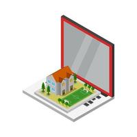 Online School On Isometric Laptop vector