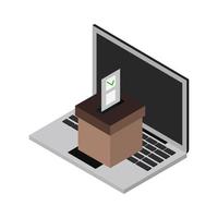 Voting Online On Isometric Laptop vector