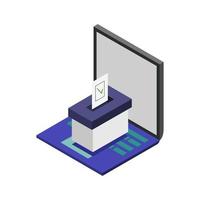 Voting Online On Isometric Laptop vector