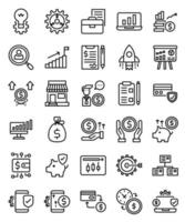 conjunto de 30 iconos de gestión de dinero y finanzas empresariales de línea delgada simple vector