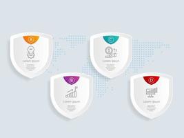 shield infographics element template with business icons vector